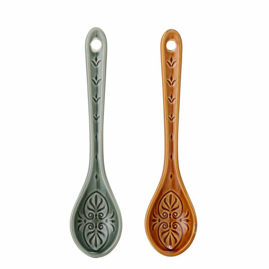 Rani Spoon, Green, Stoneware, Σετ 2 τεμαχίων